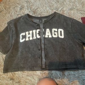 Chicago Gray Pin up Crop Top